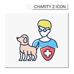 Help color icon. Blind and visually impaired charities. Guide dogs, money, equipment, medicines or services. Support and care. Charity concept. Isolated vector illustration