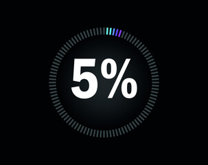 Percent circle diagram showing 5% - indicator with blue to pink gradient