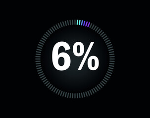 Percent circle diagram showing 6% - indicator with blue to pink gradient