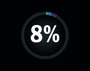 Percent circle diagram showing 8% - indicator with blue to pink gradient