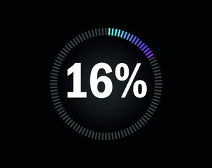 Percent circle diagram showing 16% - indicator with blue to pink gradient