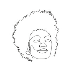 black woman lineart. Minimalist abstract portrait. Afro-descendant girl drawn in a continuous line. vector illustration. eps10