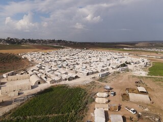 Aleppo, Syria,September 16, 2021, Syrian refugee camps in the town of Deir Ballut on the border...