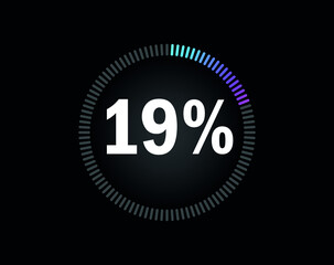 Percent circle diagram showing 19% - indicator with blue to pink gradient