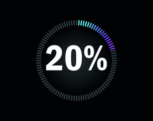 Percent circle diagram showing 20% - indicator with blue to pink gradient