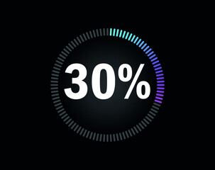 Percent circle diagram showing 30% - indicator with blue to pink gradient