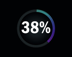 Percent circle diagram showing 38% - indicator with blue to pink gradient