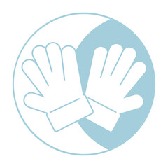 Christmas icon of gloves in blue color for print, web icons, t-shirt design, greeting cards, business and holidays. Vector icons illustration