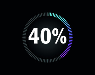 Percent circle diagram showing 40% - indicator with blue to pink gradient