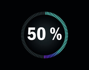 Percent circle diagram showing 50% - indicator with blue to pink gradient