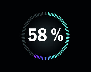 Percent circle diagram showing 58% - indicator with blue to pink gradient
