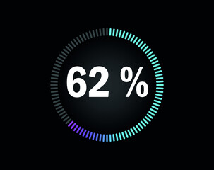 Percent circle diagram showing 62% - indicator with blue to pink gradient