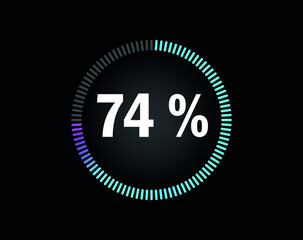 Percent circle diagram showing 74% - indicator with blue to pink gradient