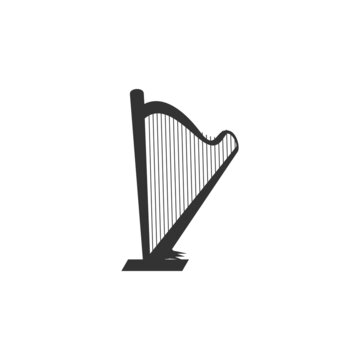 Harp icon set for interiors Flat design style vector illustration
