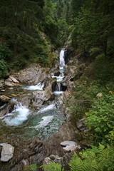 Scenic adventure path around Groppensteinschlucht waterfalls area