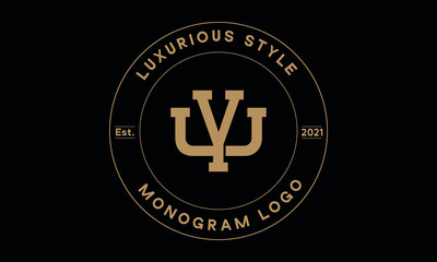 yu or uy monogram abstract emblem vector logo template