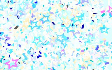Light Blue, Yellow vector backdrop with small and big stars.