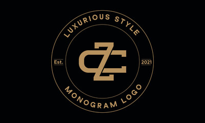 zc or cz monogram abstract emblem vector logo template - obrazy, fototapety, plakaty