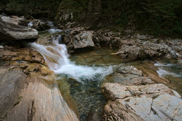 Scenic adventure path around Groppensteinschlucht waterfalls area