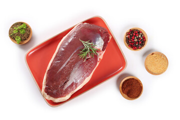 magret de canard sur fond blanc	
