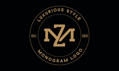 zm or mz monogram abstract emblem vector logo template