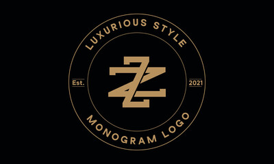 zz or zz monogram abstract emblem vector logo template