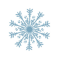 snowflake icon doodle blue on white isolated