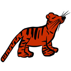 Cute tiger. symbol of the year 2022. animal. kawaii. character is doodle. wild cat. vector eps 10