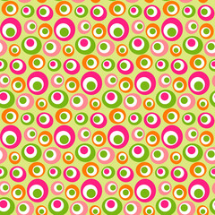 Pattern with abstract multicolored circles. Vector drawing. For use in packaging, fabrics and prints, covers and brochures, markets and stores.