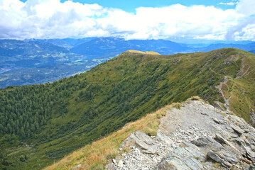 Hiking in Goldeck Austria; valley views; panorama; sunny day