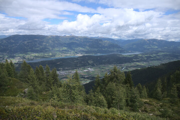 Hiking in Goldeck Austria; valley views; panorama; sunny day