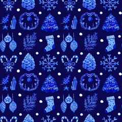 Christmas background for gift paper with cute new year items