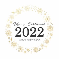 Fototapeta na wymiar Happy New Year and Merry Christmas. Xmas holiday poster with golden snowflakes wreath. Festive luxury holiday vector illustration for website, wallpaper, greeting card, flyer,invitation.