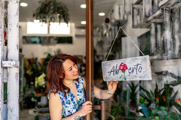 enterprising woman opening her flower business