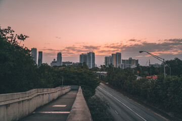 sunrise in the city Miami Florida
