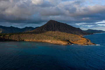 Striking shot of the leeward side of of the island of O'ahu