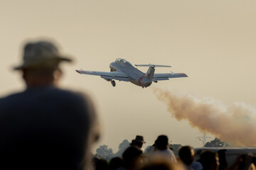 Fototapeta na wymiar Old jet plane performing at the airshow