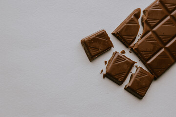 chocolate close on white background