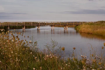 Deurstickers Brücke über den Broeck am Sehlendorfer Binnensee bei Hohwacht in der Hohwachter Bucht © barbara buderath