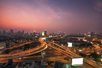 Naklejka na ściany i meble Bangkok Expressway and Highway top view, Thailand