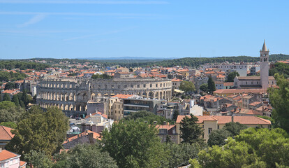 Panorama of Pula town in Istria, Croatia
