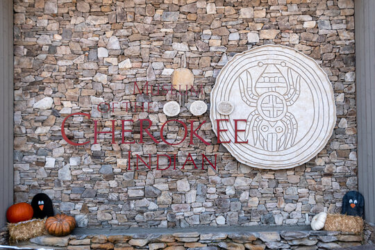 Cherokee, NC - 9 Sep 21: The sign for the Museum of the Cherokee Indian