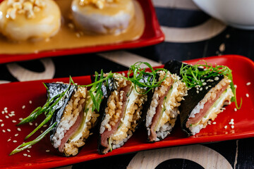 asian cuisine, salads, soups, snacks, sushi, hot dish