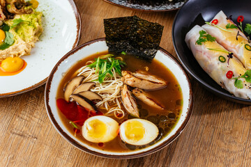 asian cuisine, salads, soups, snacks, sushi, hot dish