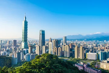 Fotobehang Beautiful landscape and cityscape of taipei 101 building and arc © Cavan
