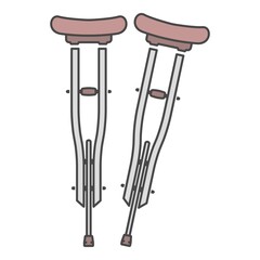 Wood crutches icon. Outline wood crutches vector icon color flat isolated on white