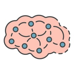 Neuron brain icon. Outline neuron brain vector icon color flat isolated on white