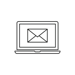 laptop with mail envelope icon flat vector mail  message sign