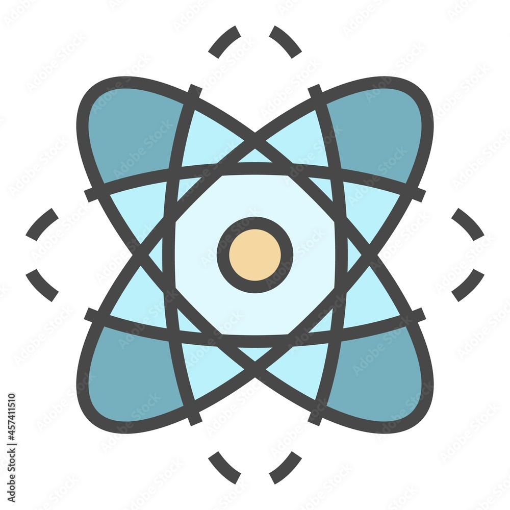 Poster atom icon. outline atom vector icon color flat isolated on white