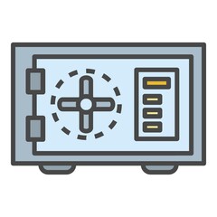 Obraz premium Money metal safe icon. Outline money metal safe vector icon color flat isolated on white